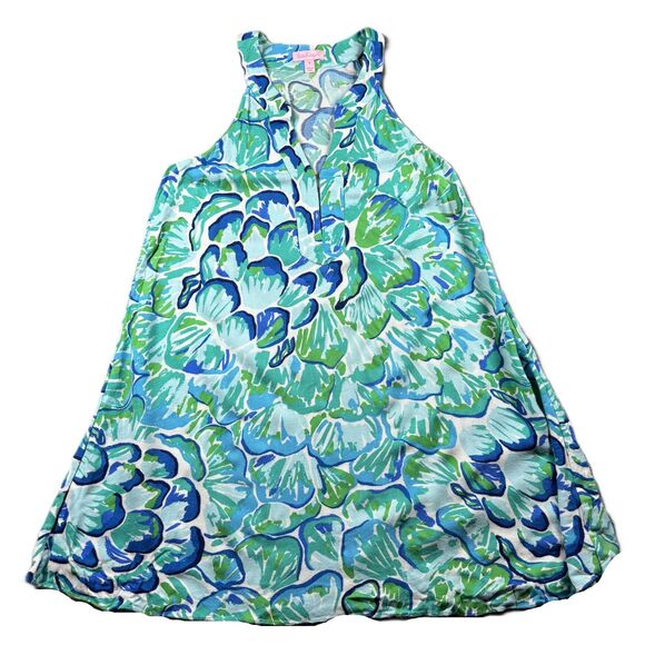 Lilly Pulitzer Achelle Dress Swing Mini Beachy Tropical Blue Green Small F143 - Picture 1 of 9